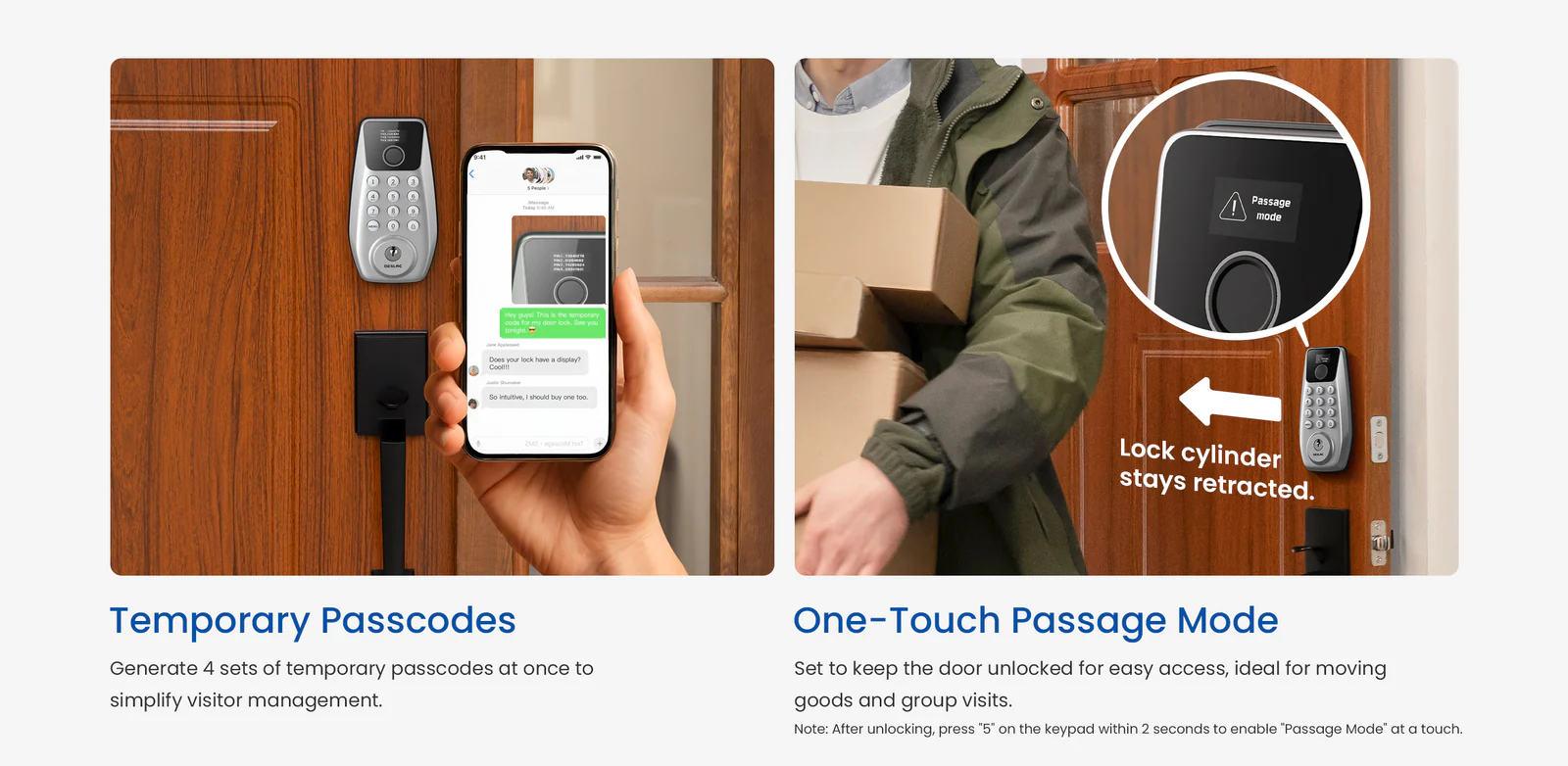 Improving Access Control with DESLOC C110: Temporary Passcodes and One-Touch Passage Mode