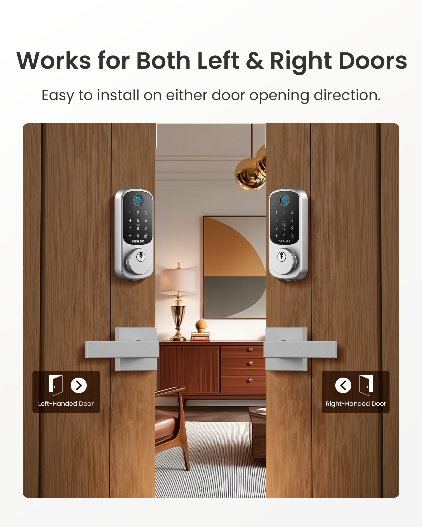 Cerradura inteligente con huella dactilar DESLOC B200 con 2 manijas de palanca