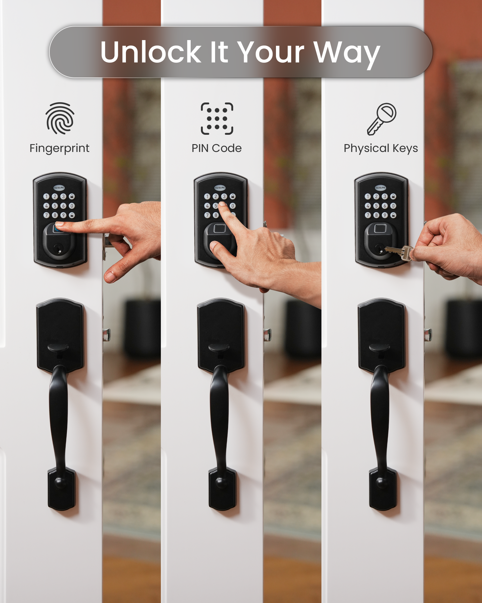 DESLOC A100F Electronic Keypad Door Lock with Handle Set - DESLOC