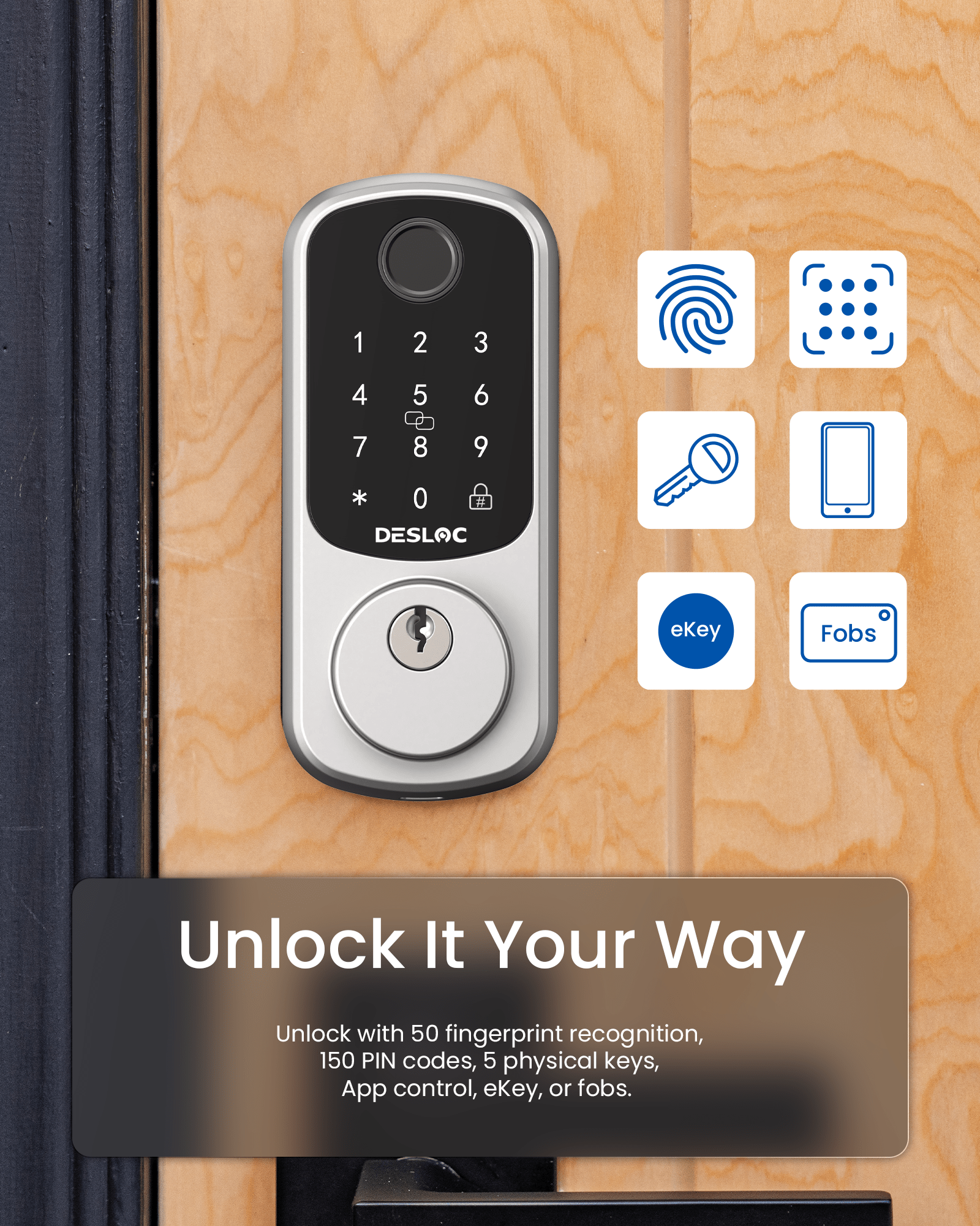 DESLOC Smart Lock B200 Fingerprint Smart Door Lock for Home - DESLOC