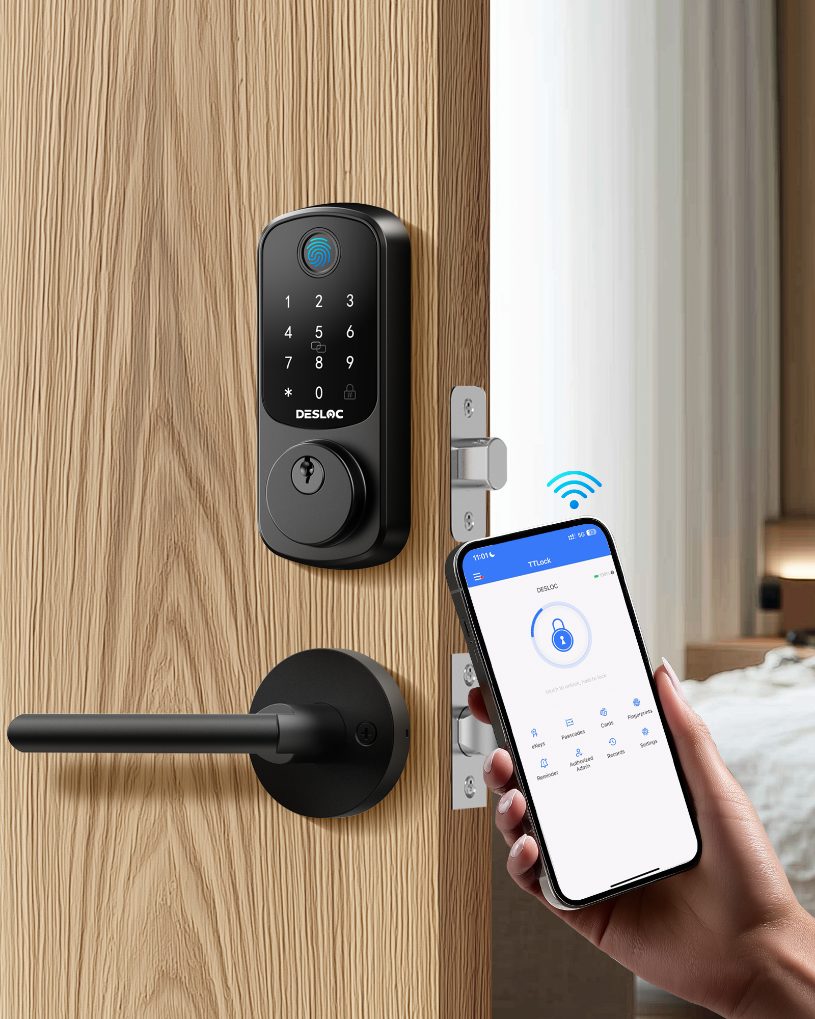 DESLOC Smart Lock B200 with Round Lever Handles-L2
