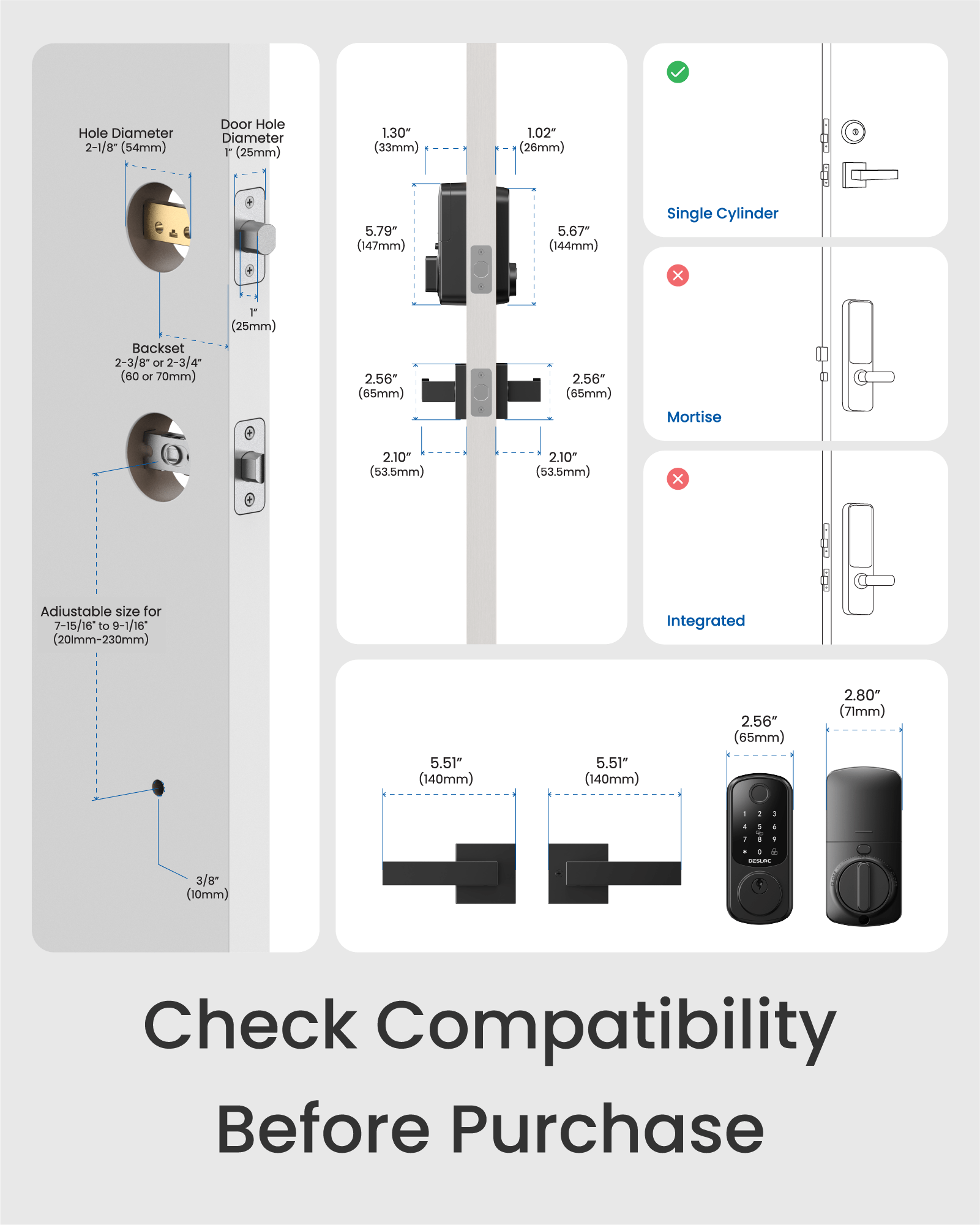 DESLOC B200 Fingerprint Smart Door Lock with 2 Lever Handles & G2 Smart Lock Wi-Fi Gateway - DESLOC