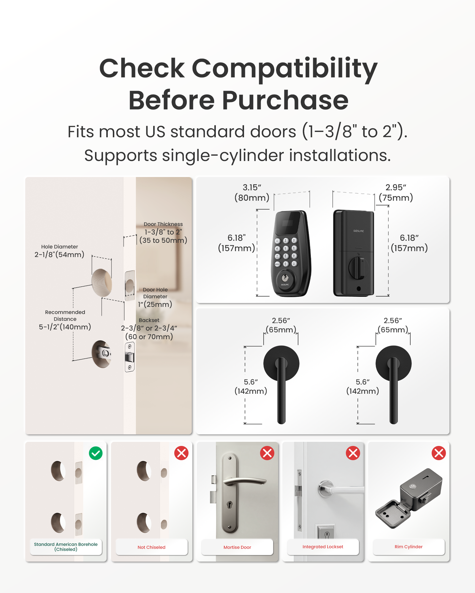 Cerradura inteligente con cerrojo y pantalla visible DESLOC C100 Plus con WiFi integrado