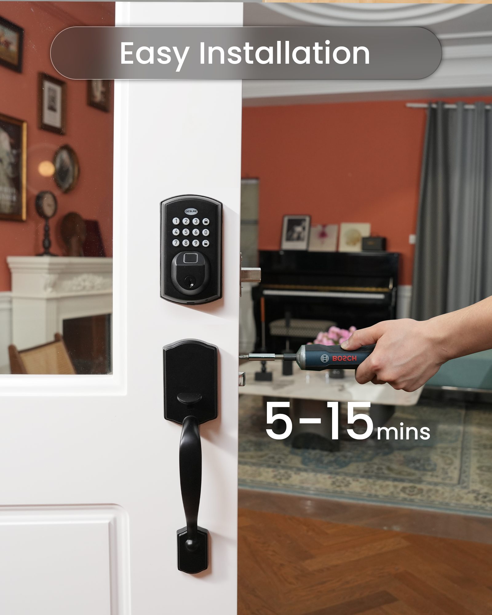 DESLOC A100F Electronic Keypad Door Lock with Handle Set - DESLOC