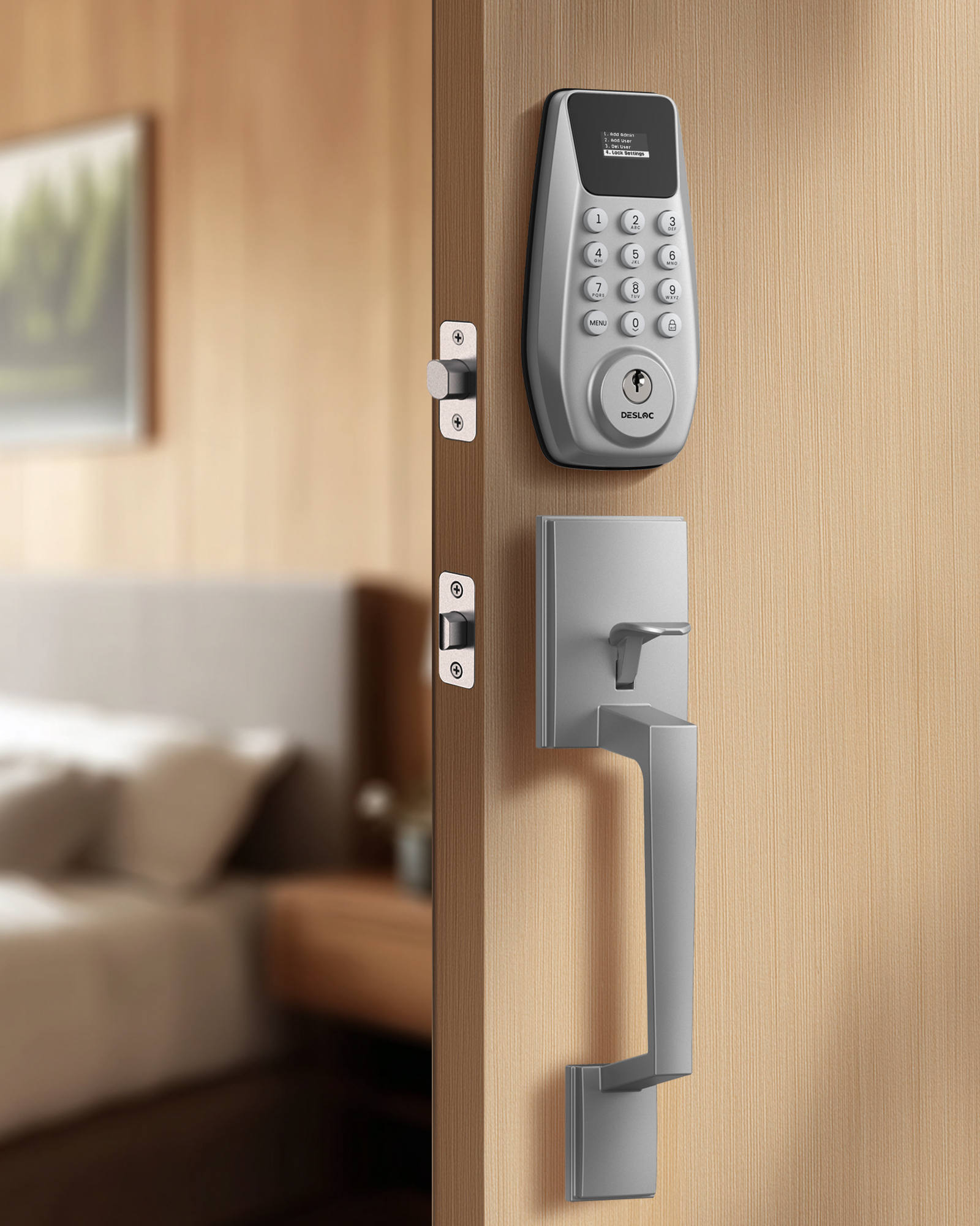 DESLOC C100 Smart Lock Deadbolt with Handle Set & LockVue Display Screen