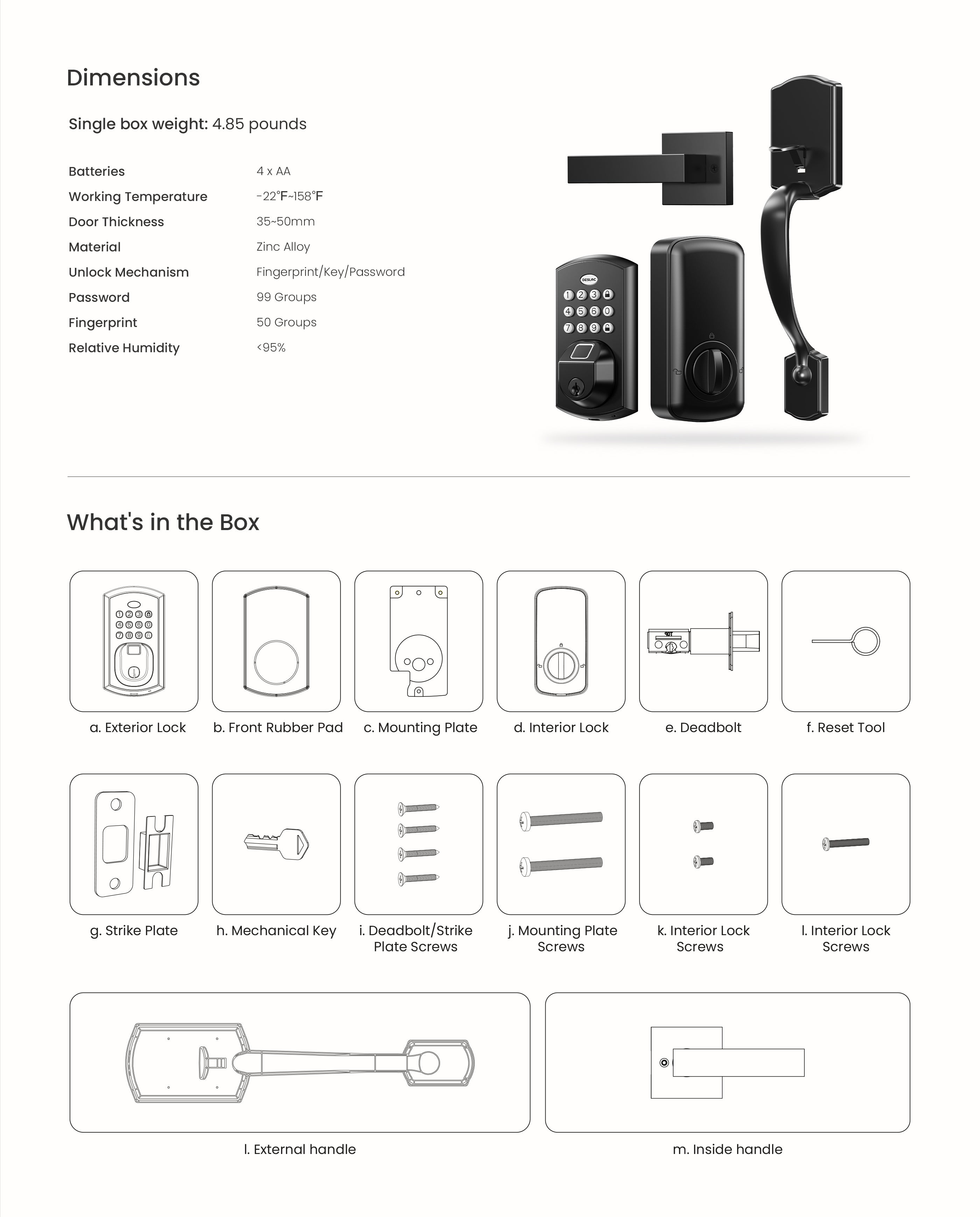 Dimensions of smart door locks