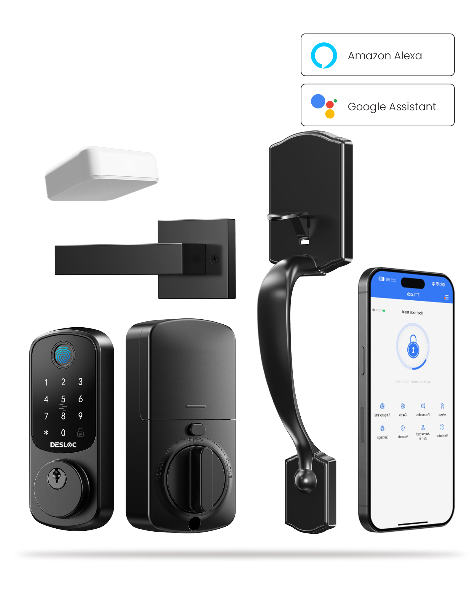 DESLOC B200 Keyless Entry Door Lock with Handle Set & G2 Wi-Fi Gateway - DESLOC