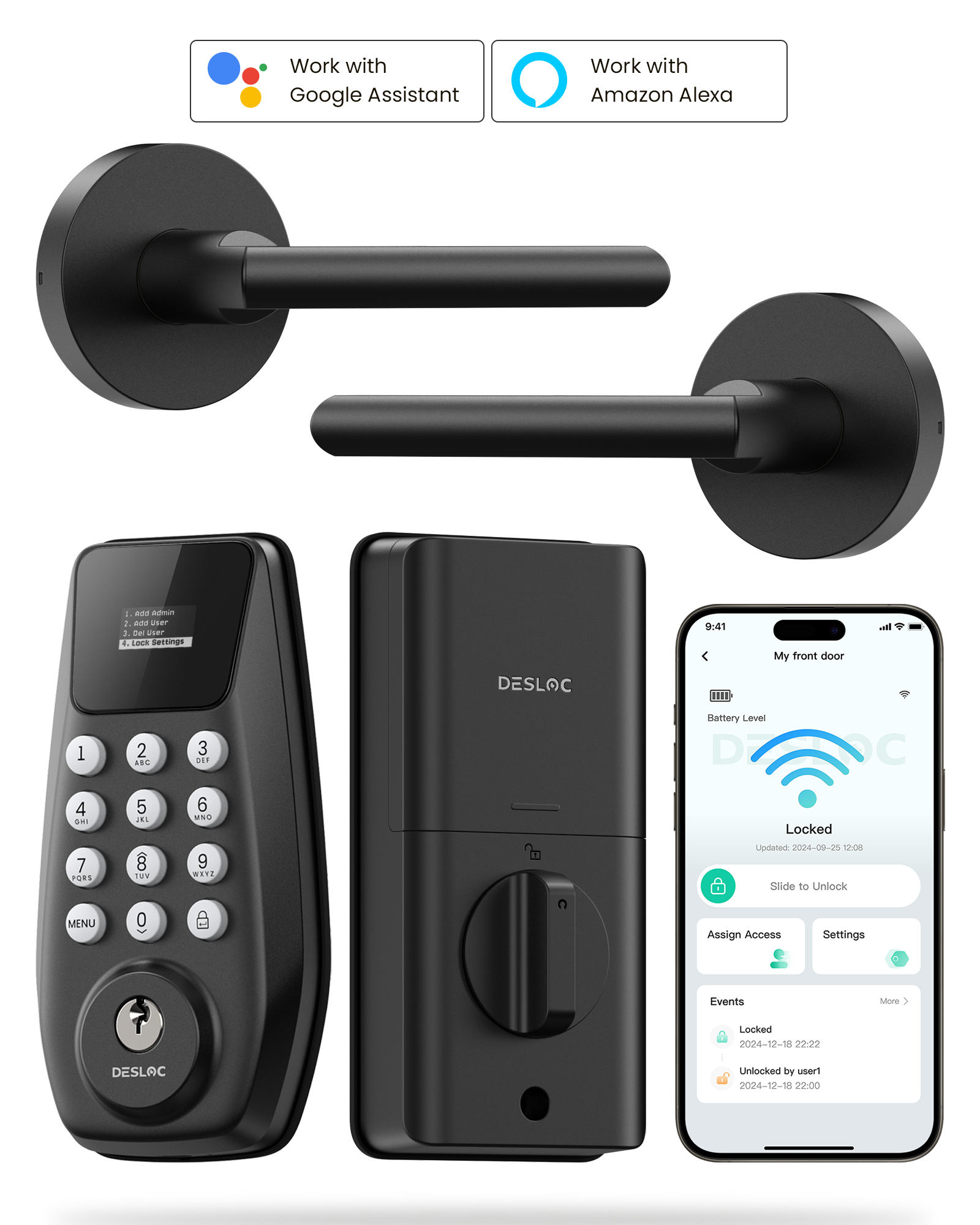 DESLOC Smart Lock C100 Plus with 2 Lever Handles
