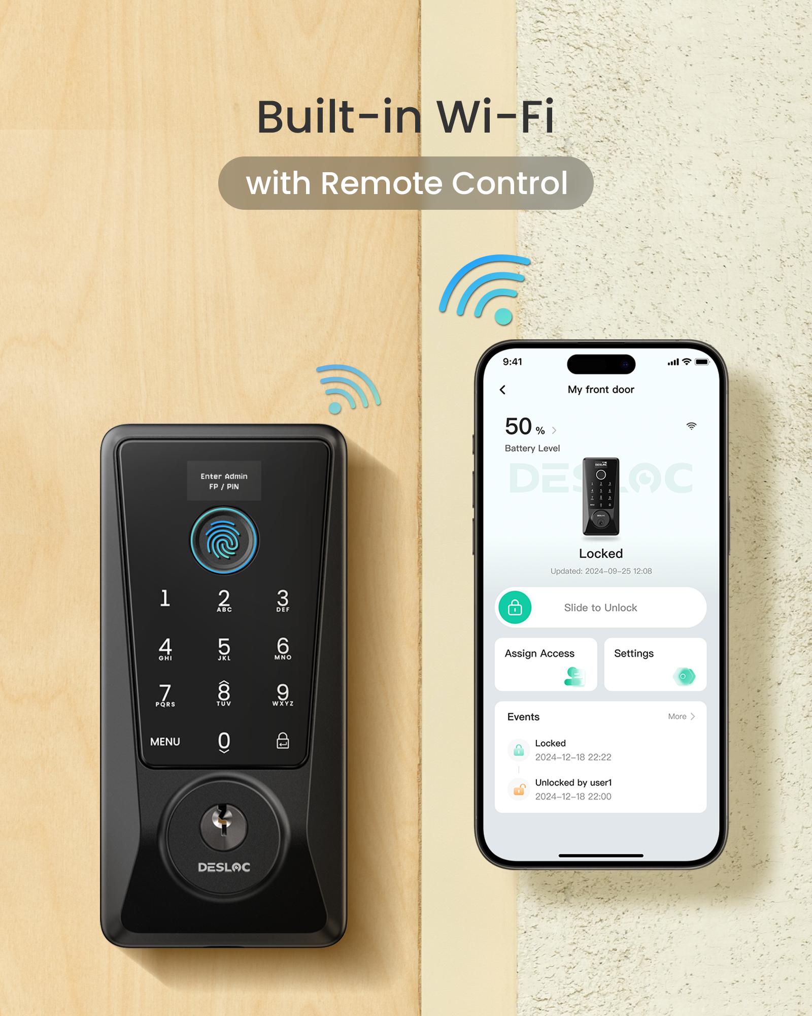 DESLOC D110 Plus Built-in WiFi Smart Lock with LockVue