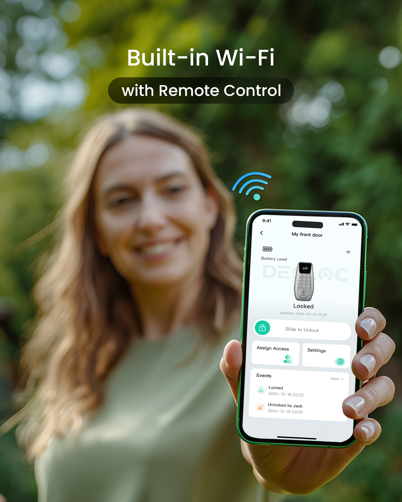 DESLOC C100 Plus Built-in WiFi Smart Lock Deadbolt with LockVue Display Screen