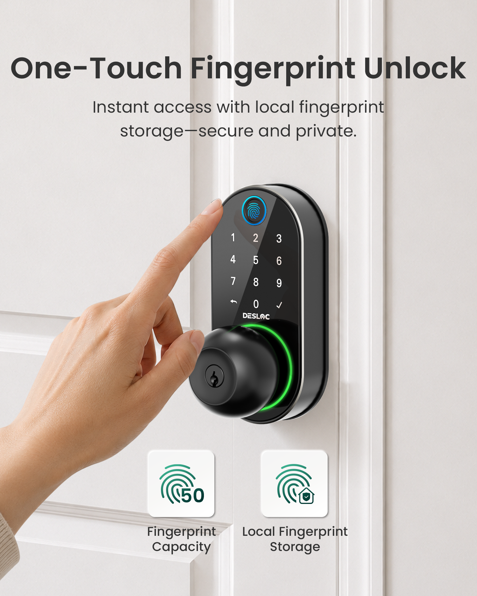 DESLOC D212 Smart Fingerprint Door Knob with Built-in WiFi