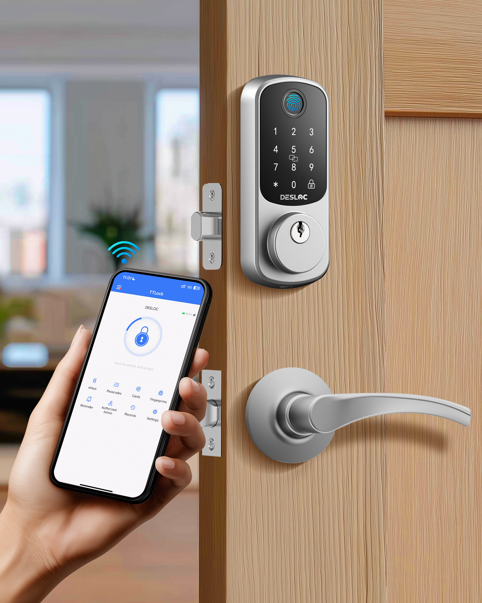 DESLOC Smart Lock B200 with Curved Lever Handles-L3