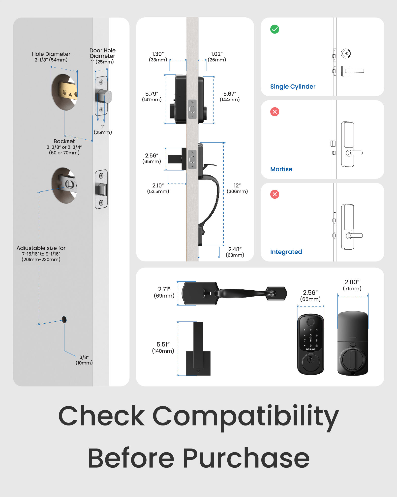 DESLOC B200 Keyless Entry Door Lock with Handle Set