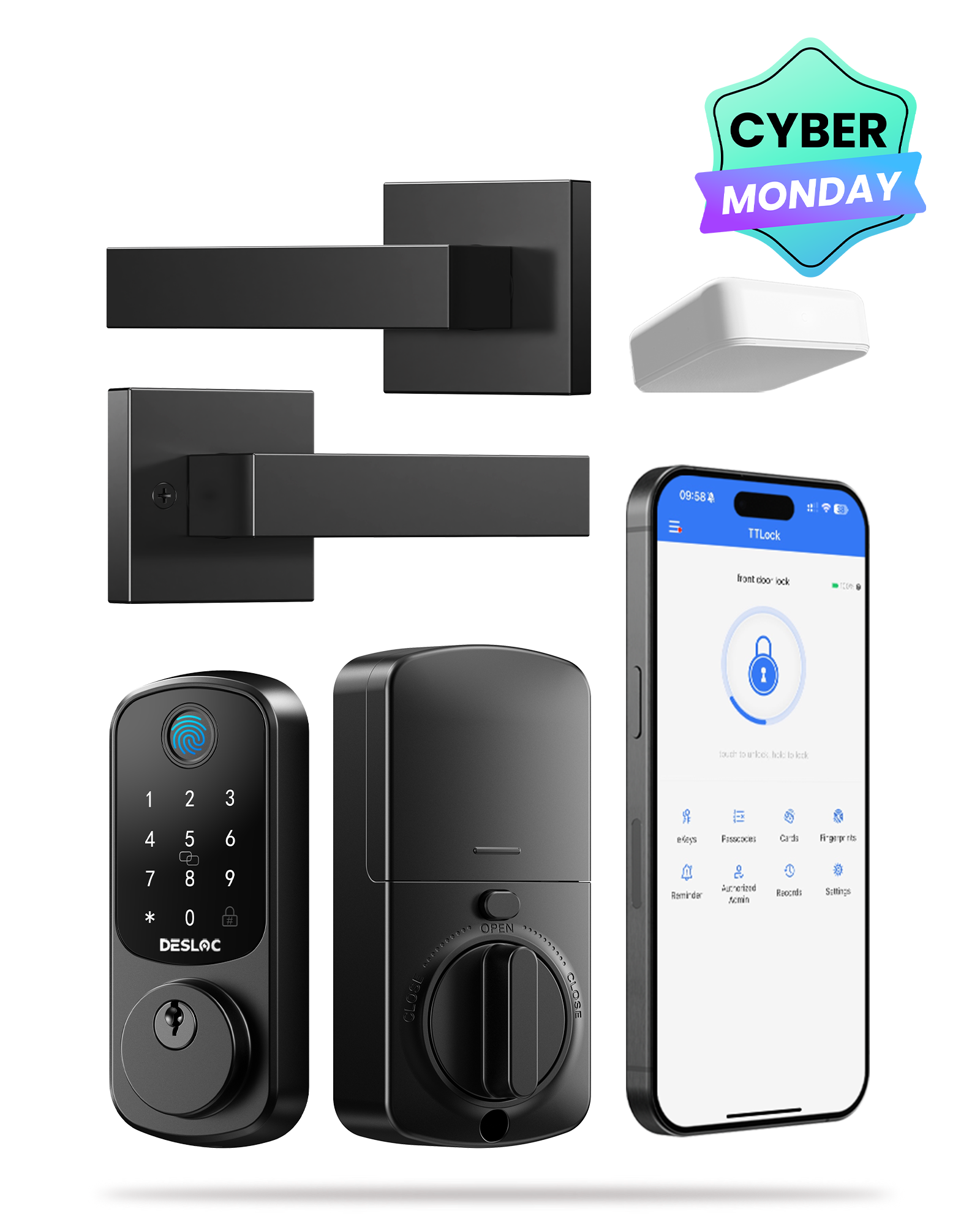 [Pre Sale] DESLOC B200 Fingerprint Smart Door Lock with 2 Lever Handles & G2 Smart Lock Wi-Fi Gateway