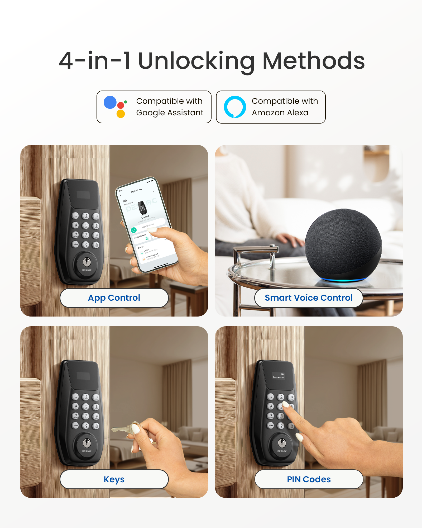 DESLOC C100 Plus Built-in WiFi Smart Lock Deadbolt with LockVue Display Screen