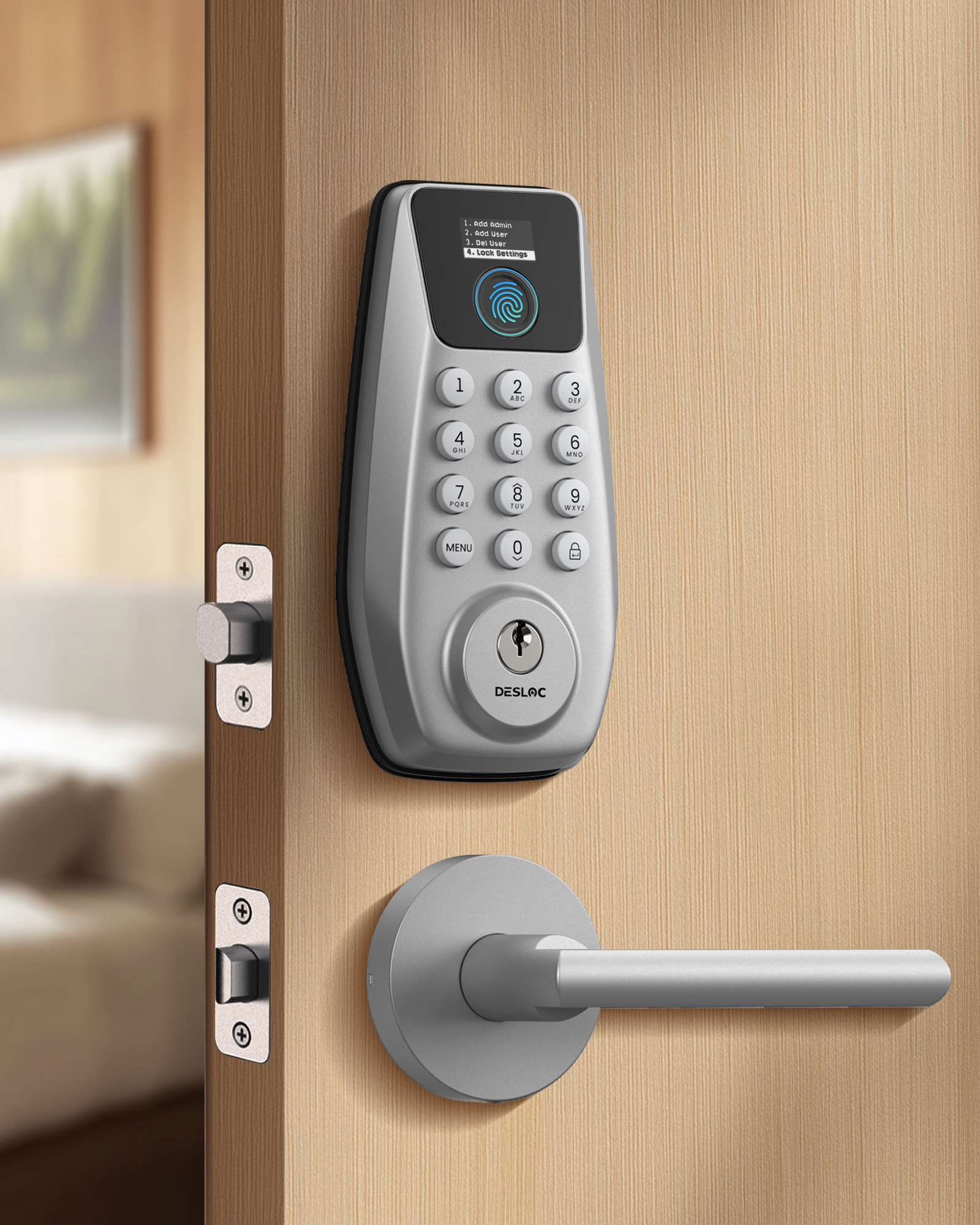 DESLOC C110 Fingerprint Smart Lock with Lever Set & LockVue Display Screen