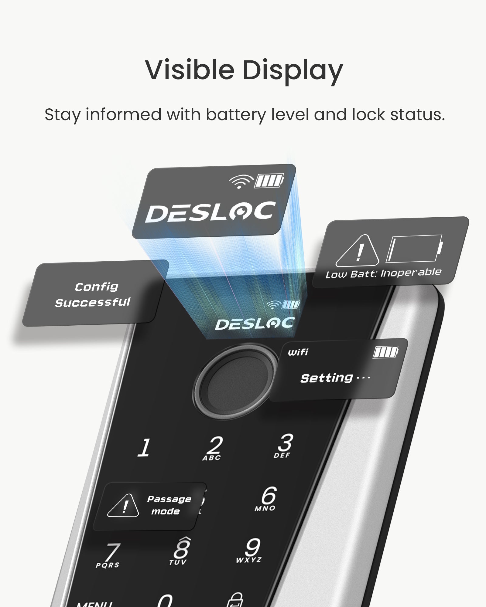 Cerradura inteligente con WiFi integrado y pantalla visible DESLOC D110 Plus