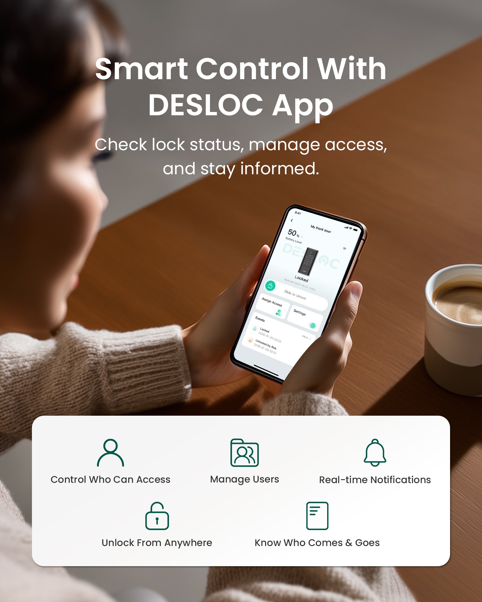 DESLOC Smart Lock K140 Plus with Lever Handles