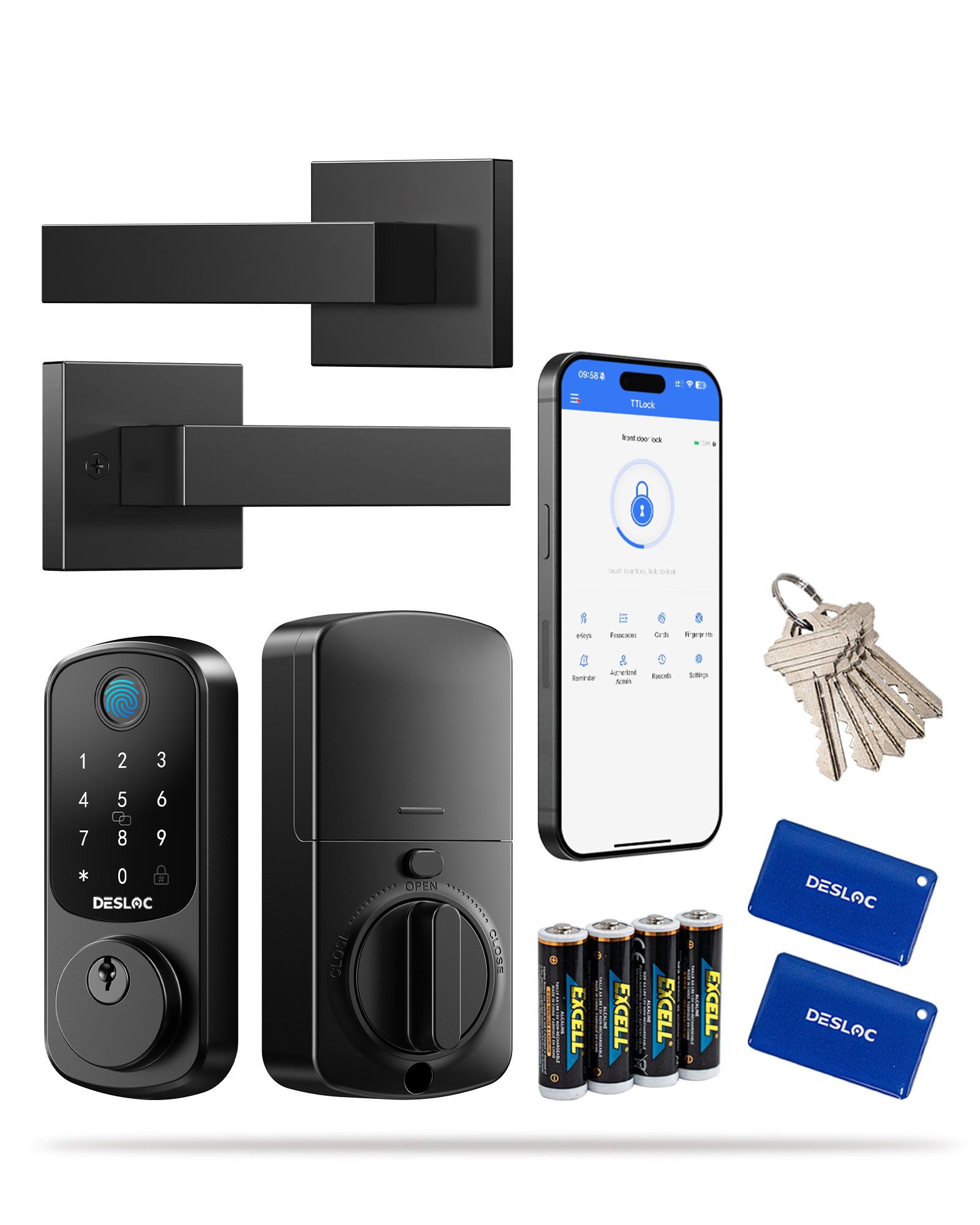 DESLOC B200 Fingerprint Smart Door Lock with 2 Lever Handles