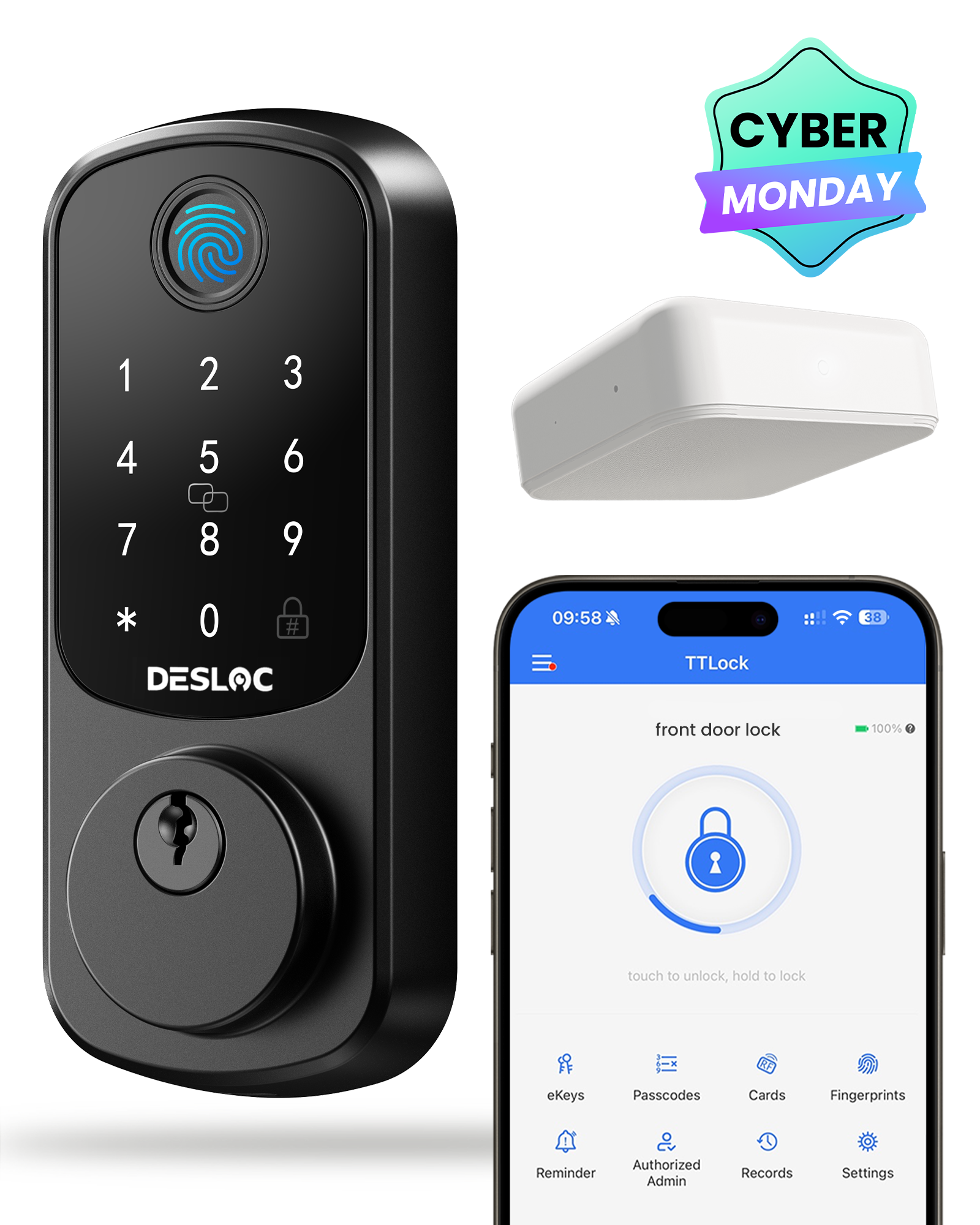 DESLOC B200 with G2 Gateway Set, Touchscreen Smart Door Lock & Wi-Fi Bridge