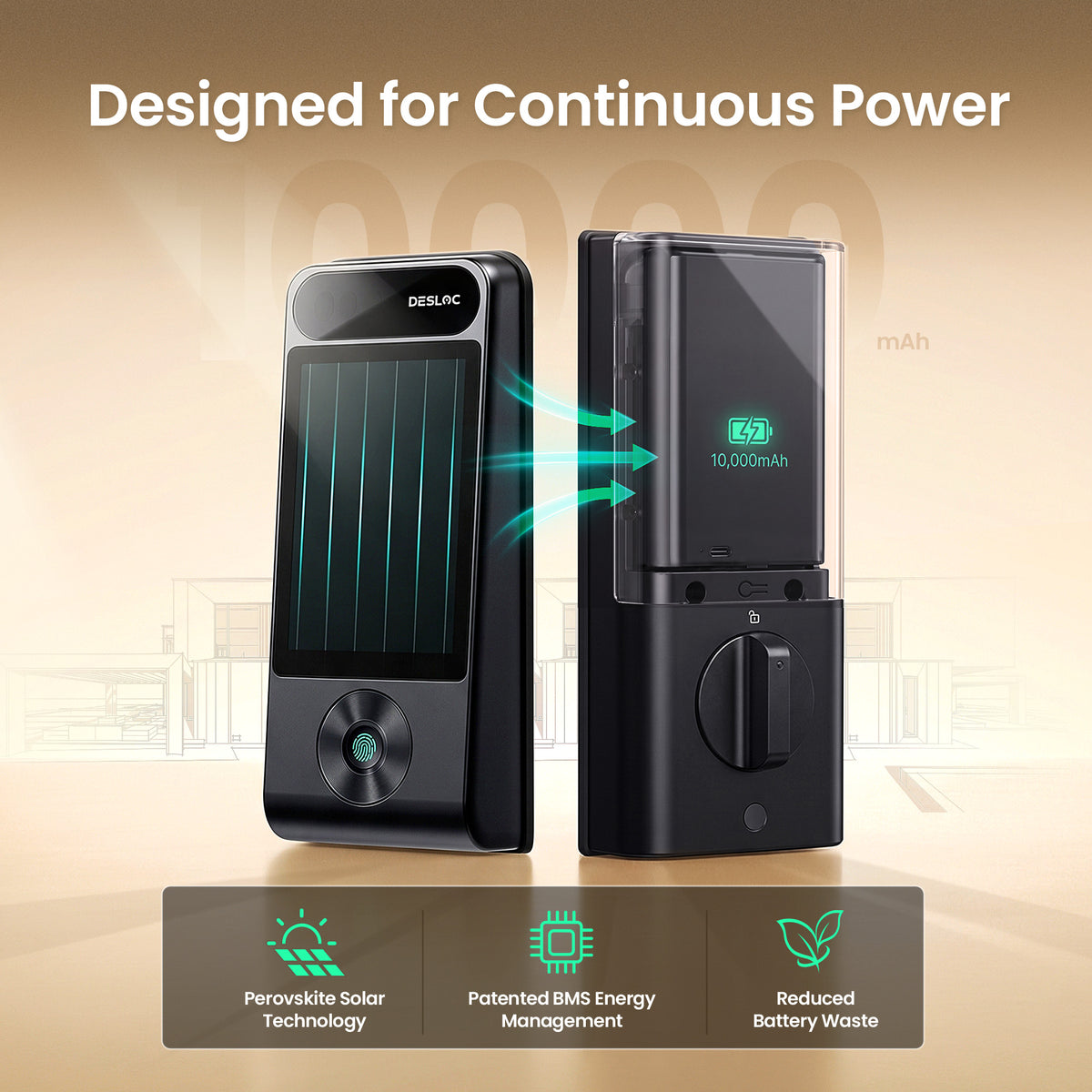 DESLOC Self-Charging Solar Smart Lock V150 Plus