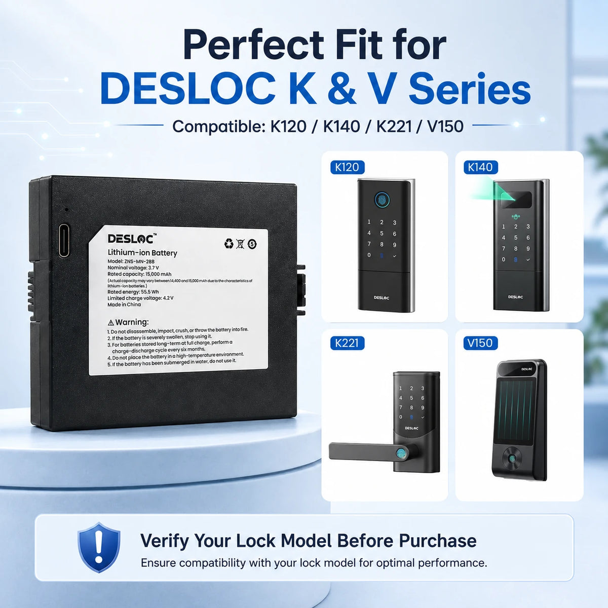 DESLOC 15,000mAh Rechargeable Lithium-Ion Battery