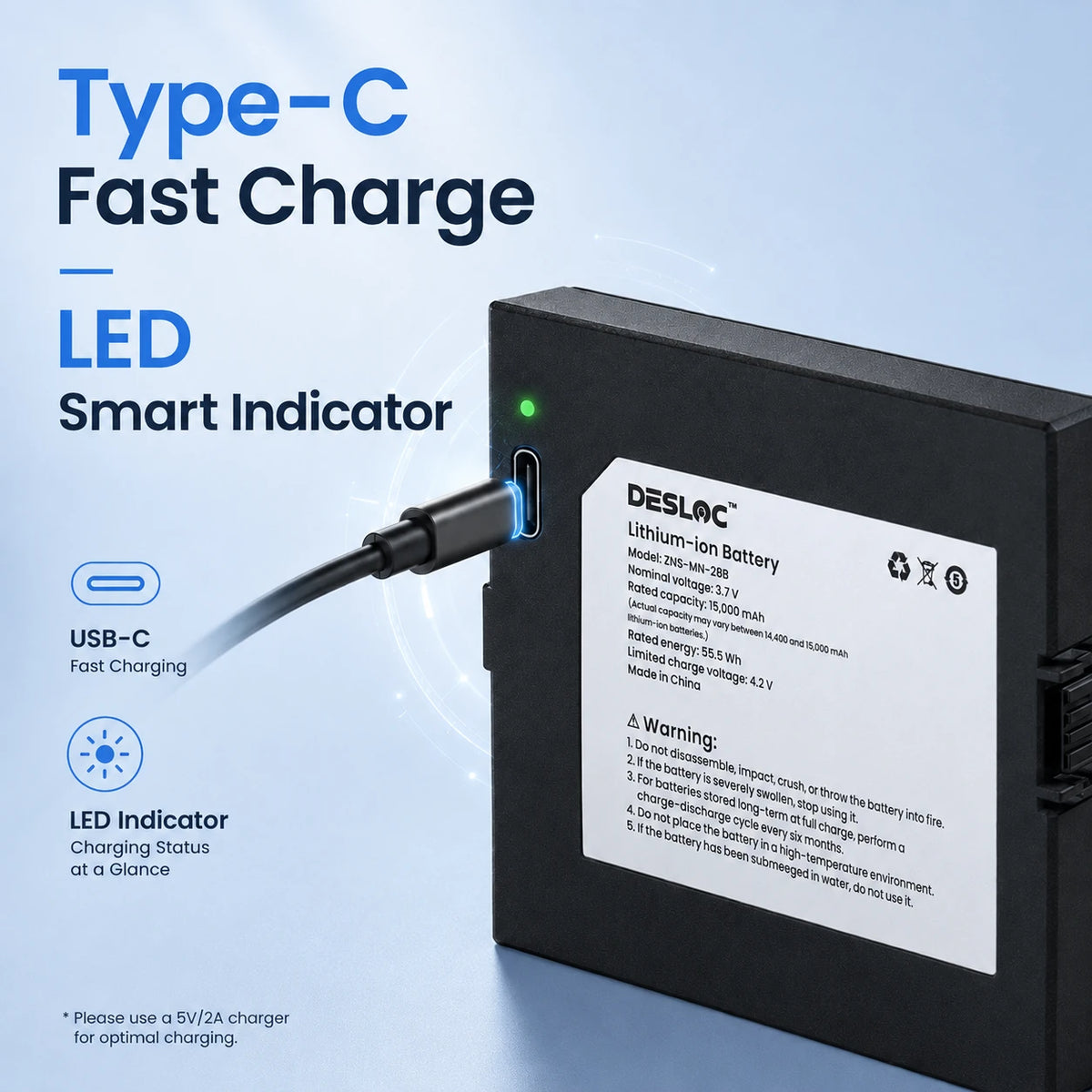 DESLOC 15,000mAh Rechargeable Lithium-Ion Battery