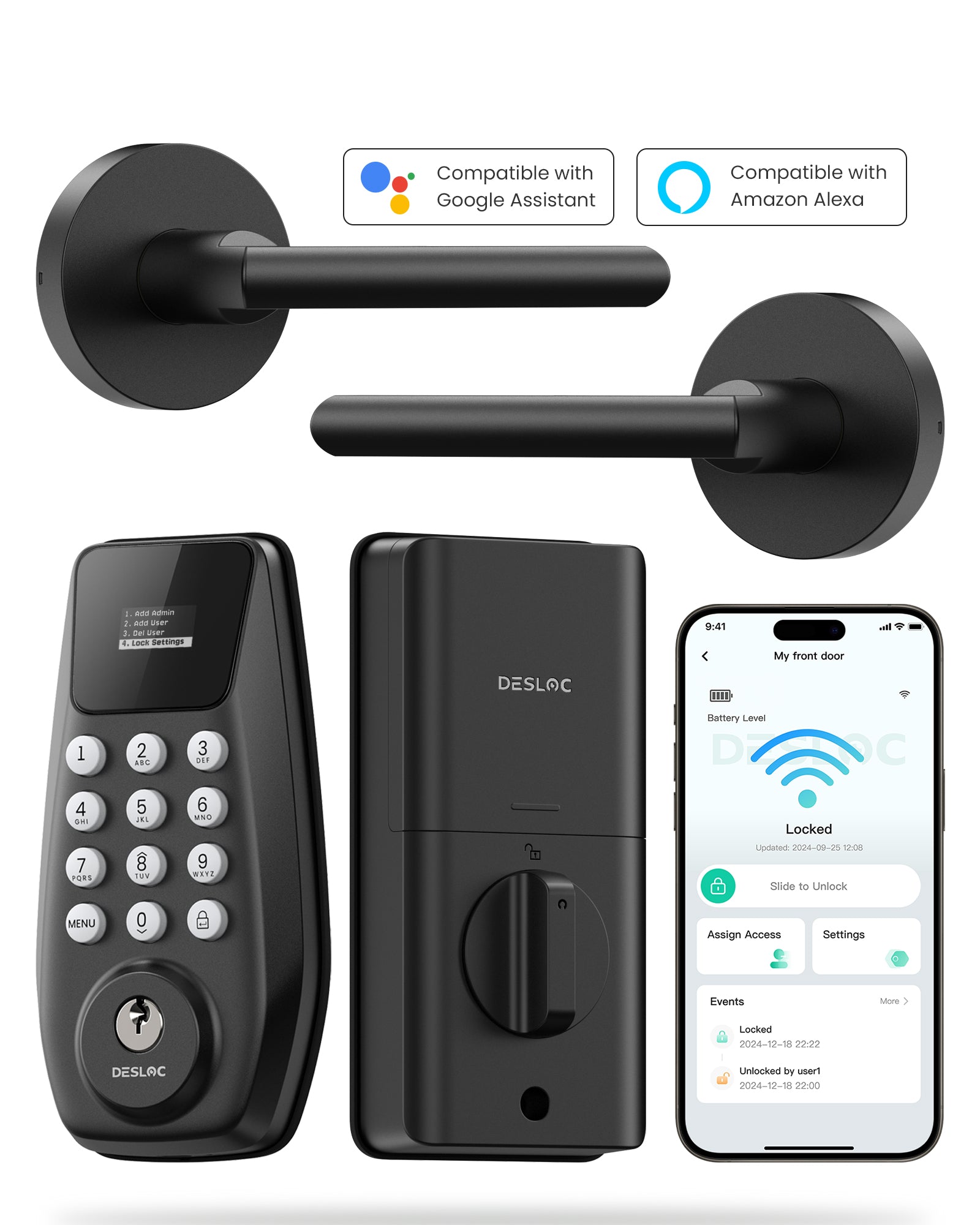 DESLOC Smart Lock C100 Plus with 2 Lever Handles