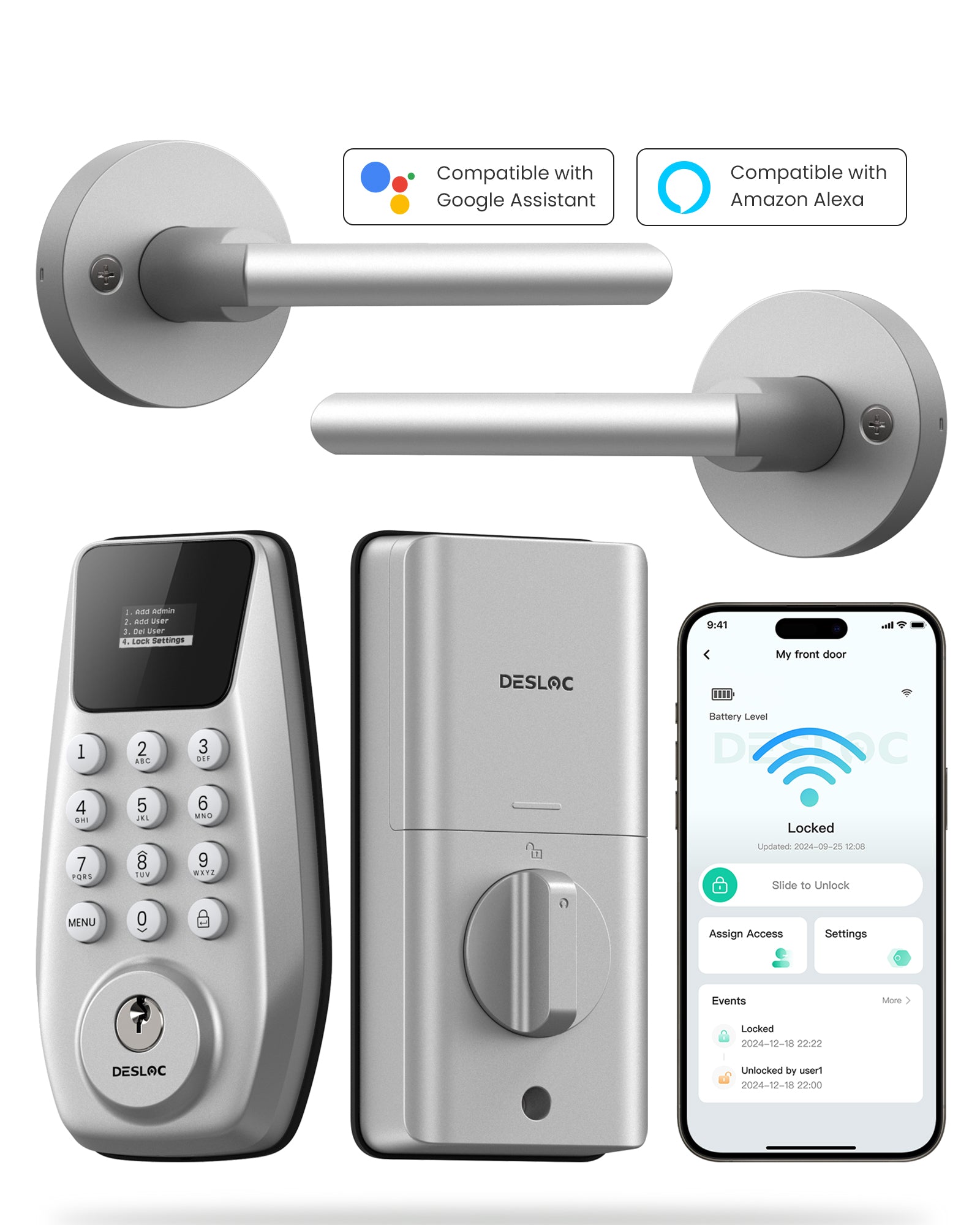 DESLOC Smart Lock C100 Plus with 2 Lever Handles