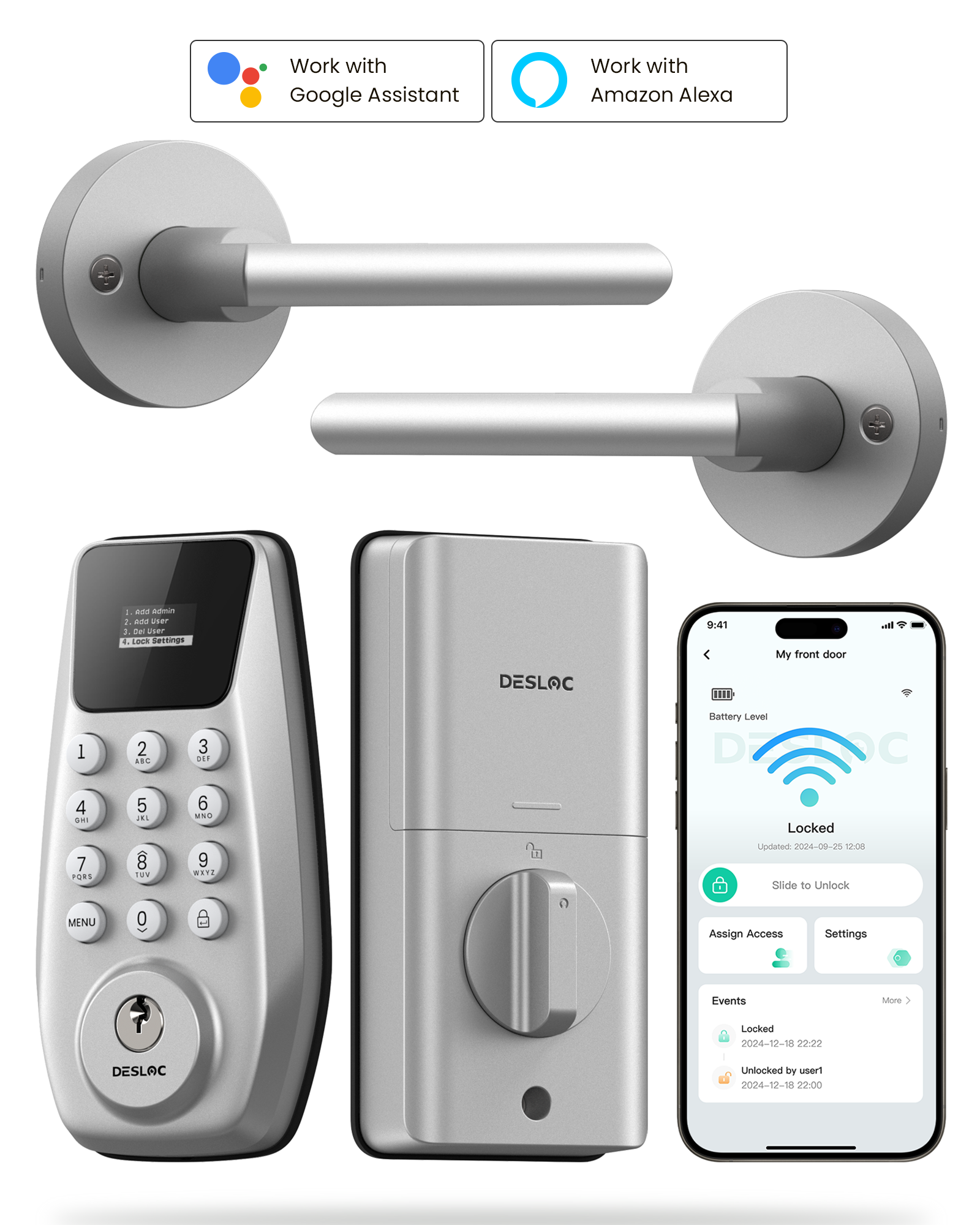 DESLOC Smart Lock C100 Plus with 2 Lever Handles