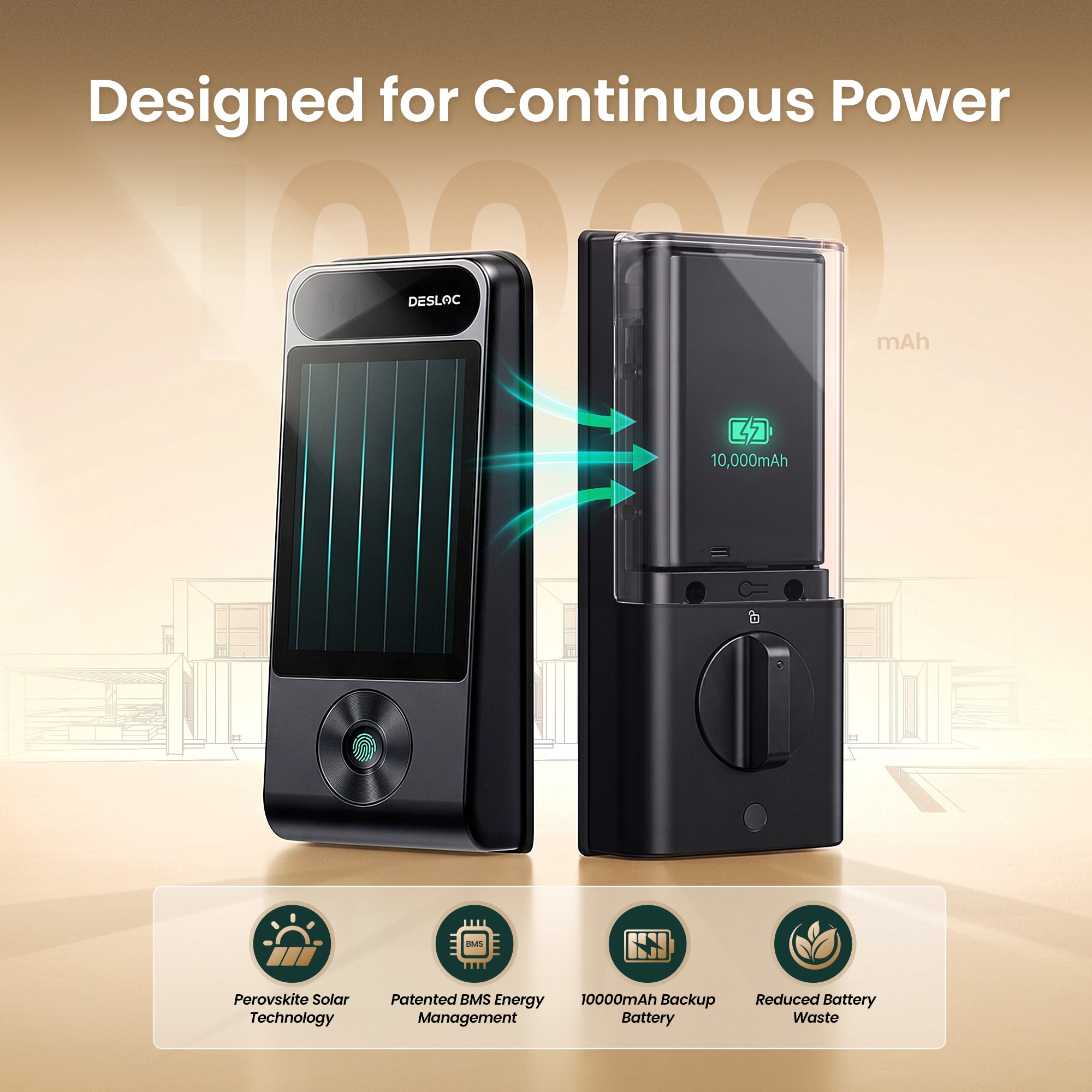 DESLOC V150 Plus Self-Charging Solar Smart Lock